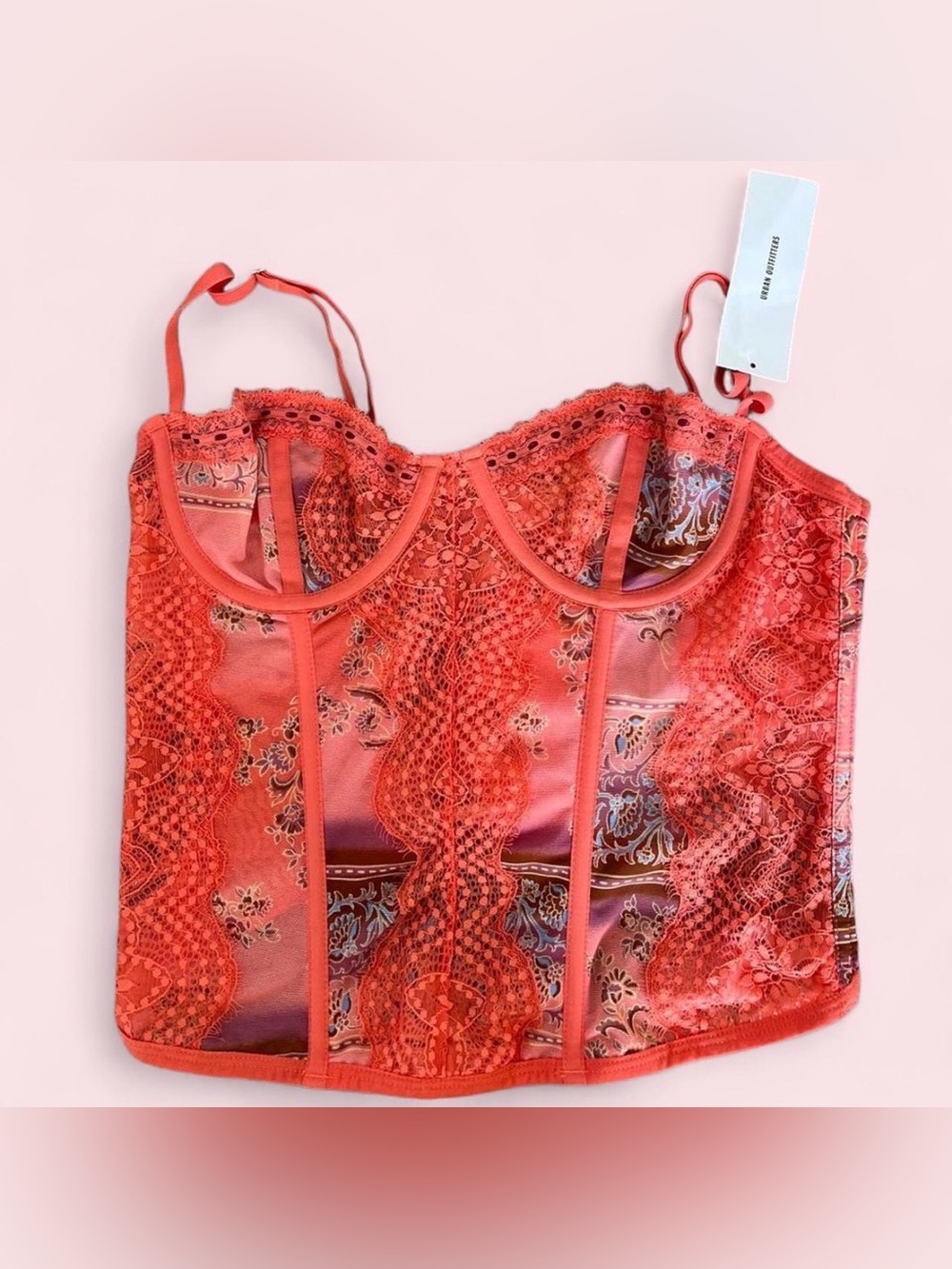 Urban Outfitters “Aura Lace-Trim Mesh Corset Top”